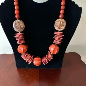 Elegant Orange Red Beaded Necklace